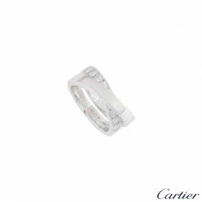 Cartier White Gold Paris Nouvelle Vague Diamond Ring Size 56
